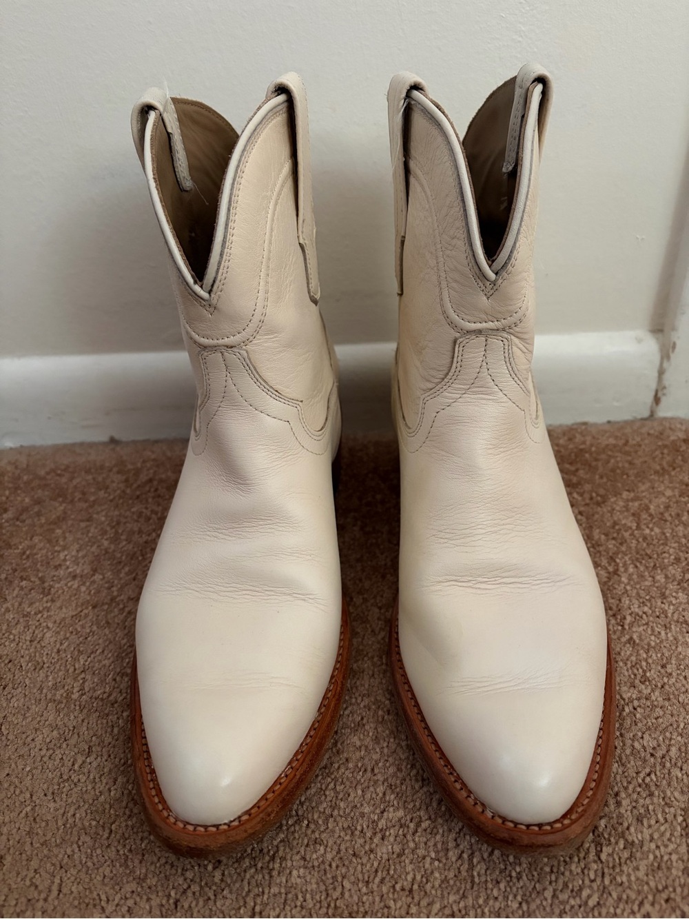 Tecovas “Penny” Ankle Cowgirl Boots in Bone